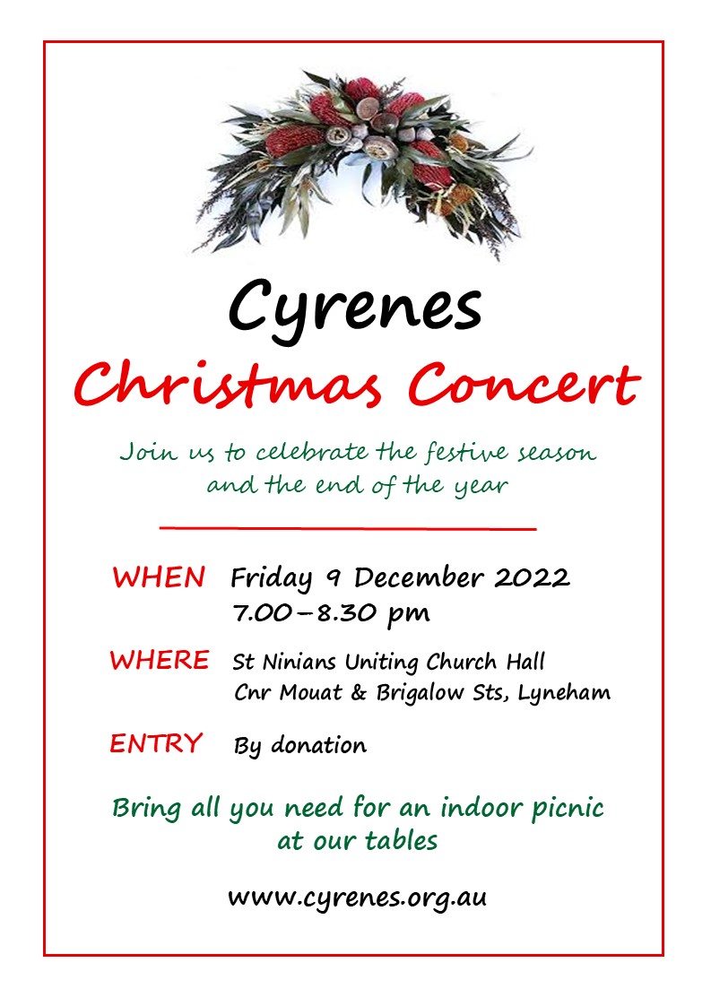 Christmas Concert, Fri 9 Dec, 7pm Christmas Concert, Fri 9 Dec, 7pm