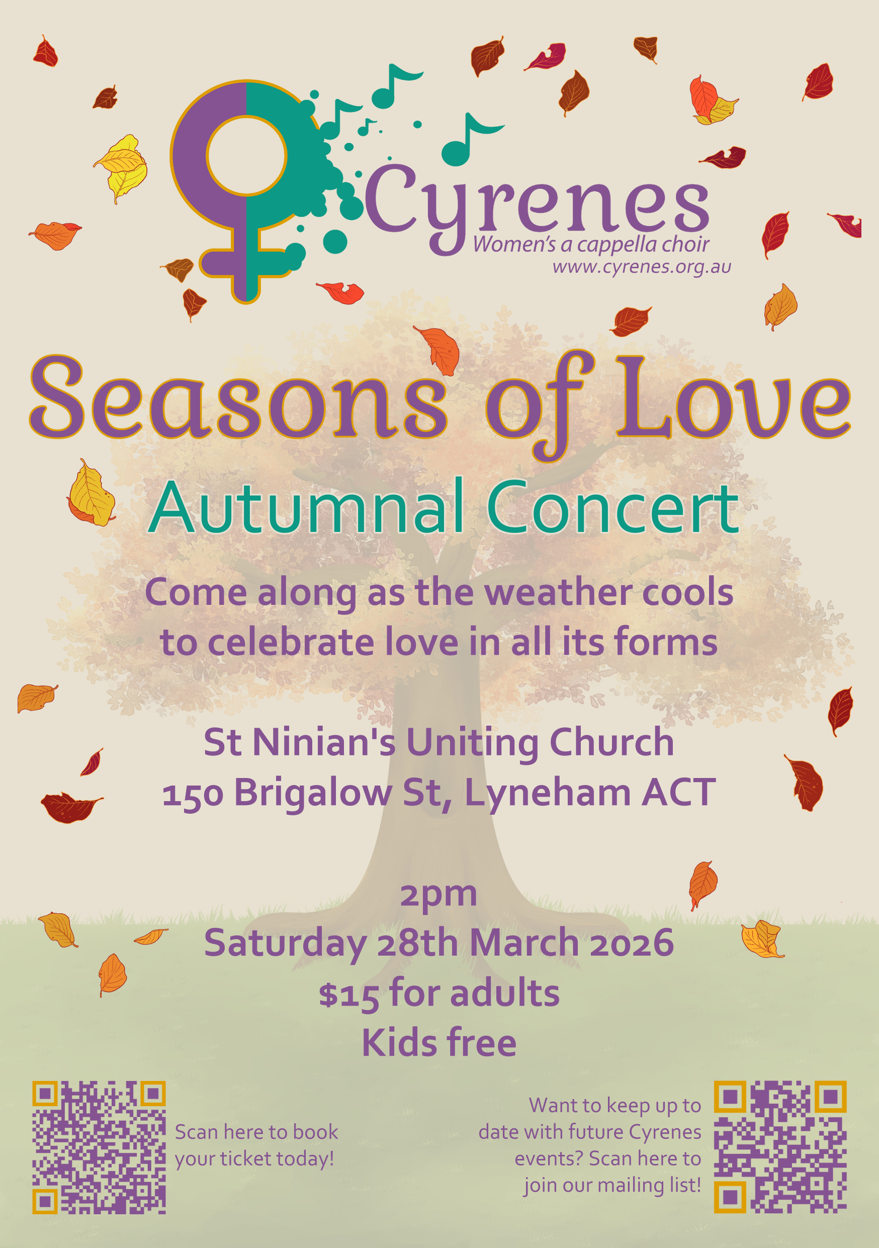 Seasons of Love Autumnal Concert, Sat 28 March, 2pm Seasons of Love Autumnal Concert, Sat 28 March, 2pm